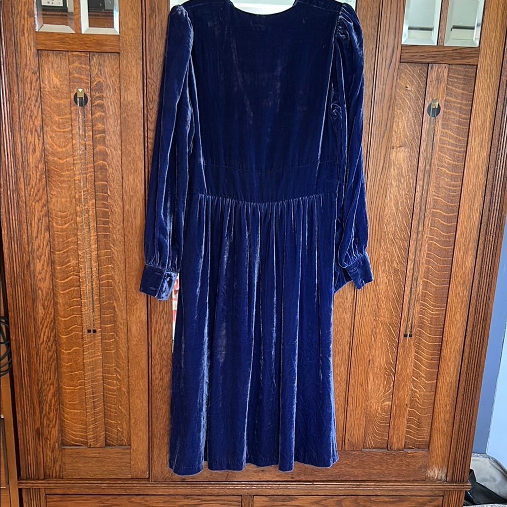 Elegant Periwinkle Blue Velvet Dress - Picture 3 of 3